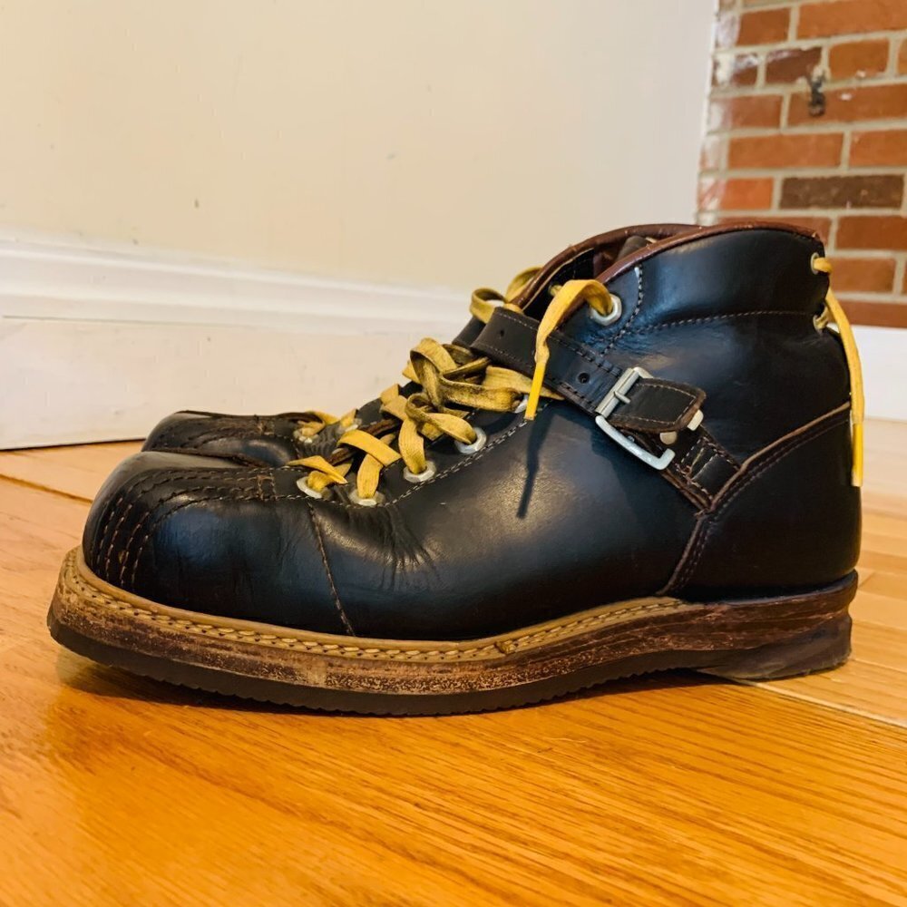 VINTAGE JC Higgins WW2 US Ski Mountain Leather Boots Steampunk - Picture 11 of 16